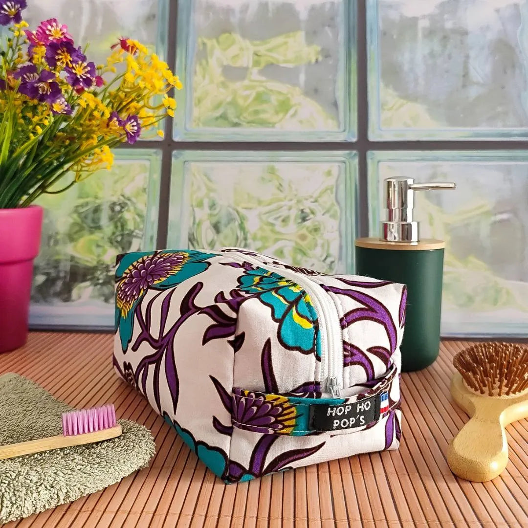 Trousse de toilette rectangulaire en tissu Wax
