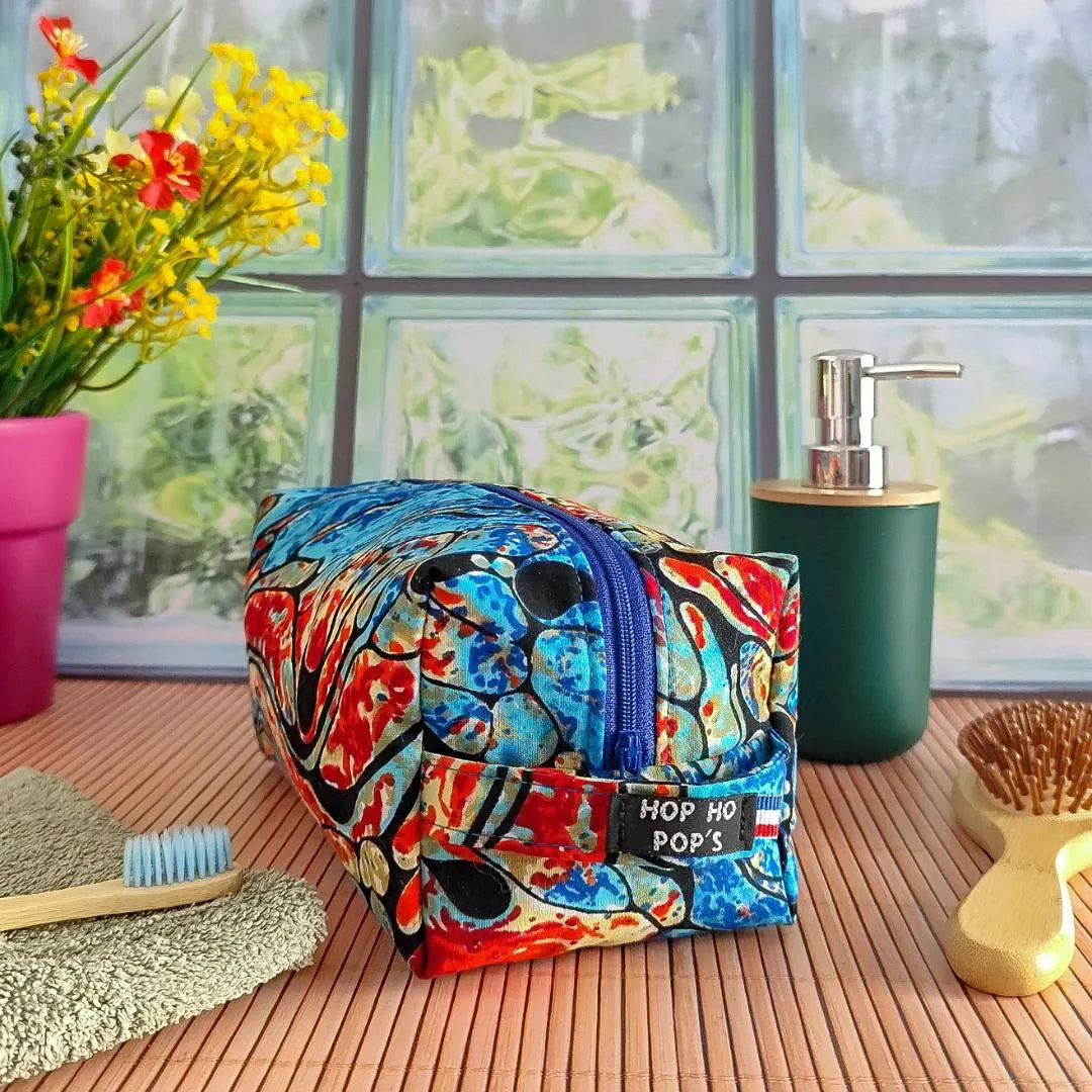 Trousse de toilette rectangulaire en tissu Wax