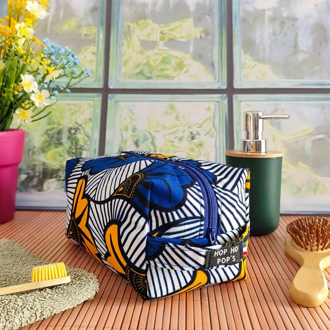 Trousse de toilette rectangulaire en tissu Wax