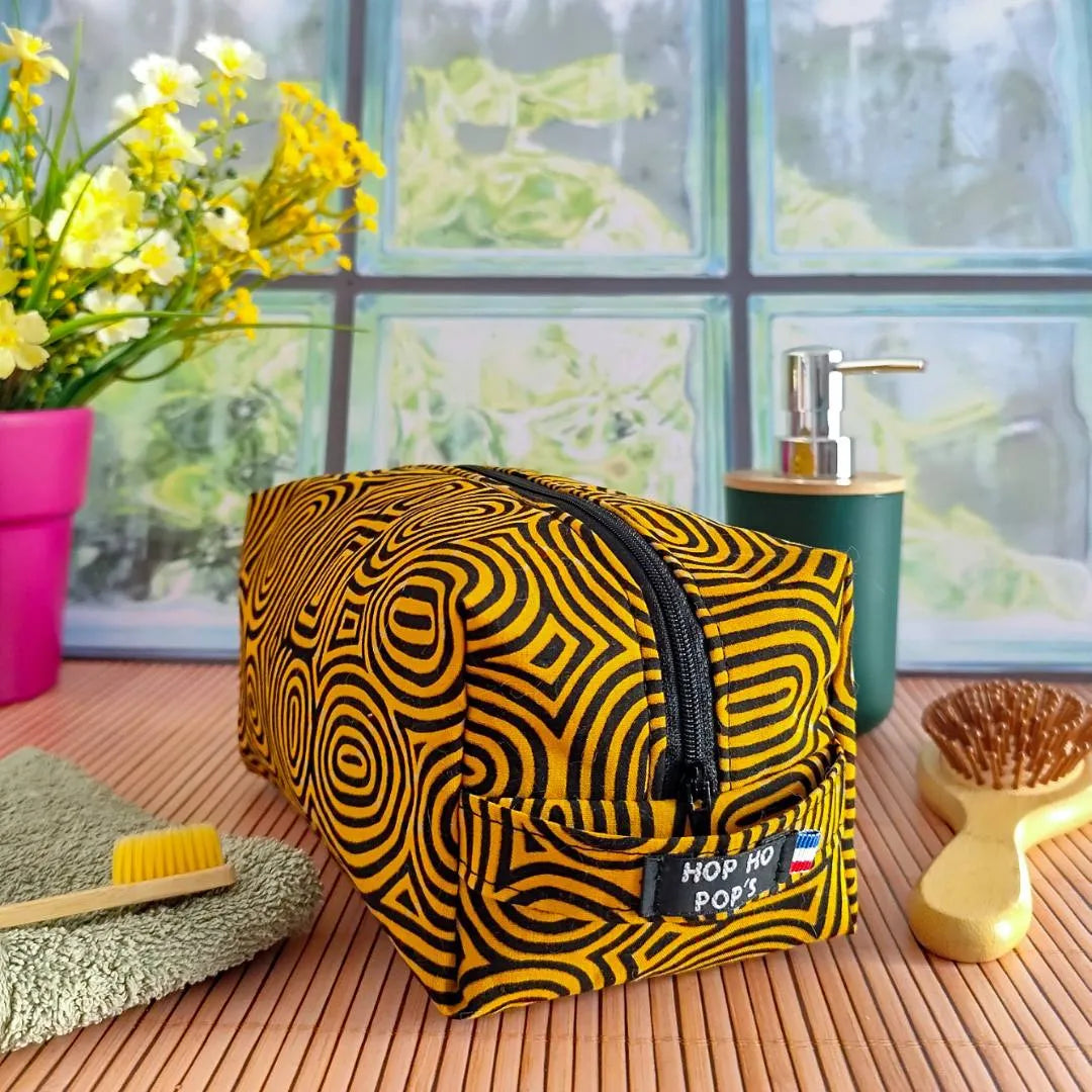 Trousse de toilette rectangulaire en tissu Wax