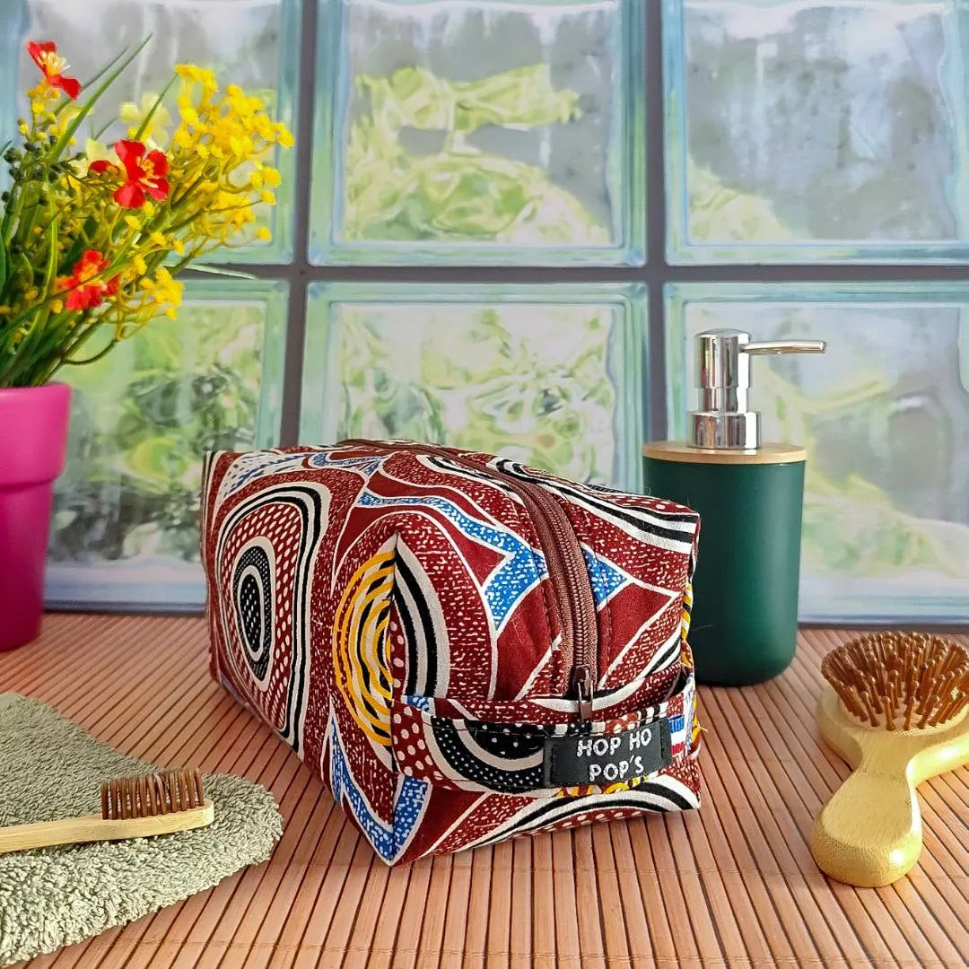 Trousse de toilette rectangulaire en tissu Wax