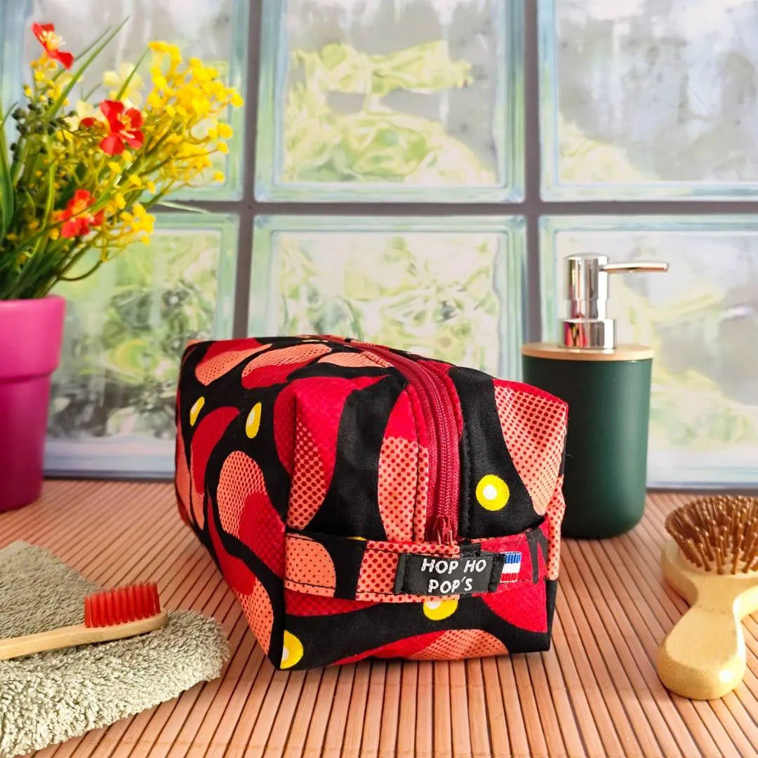 Trousse de toilette rectangulaire en tissu Wax